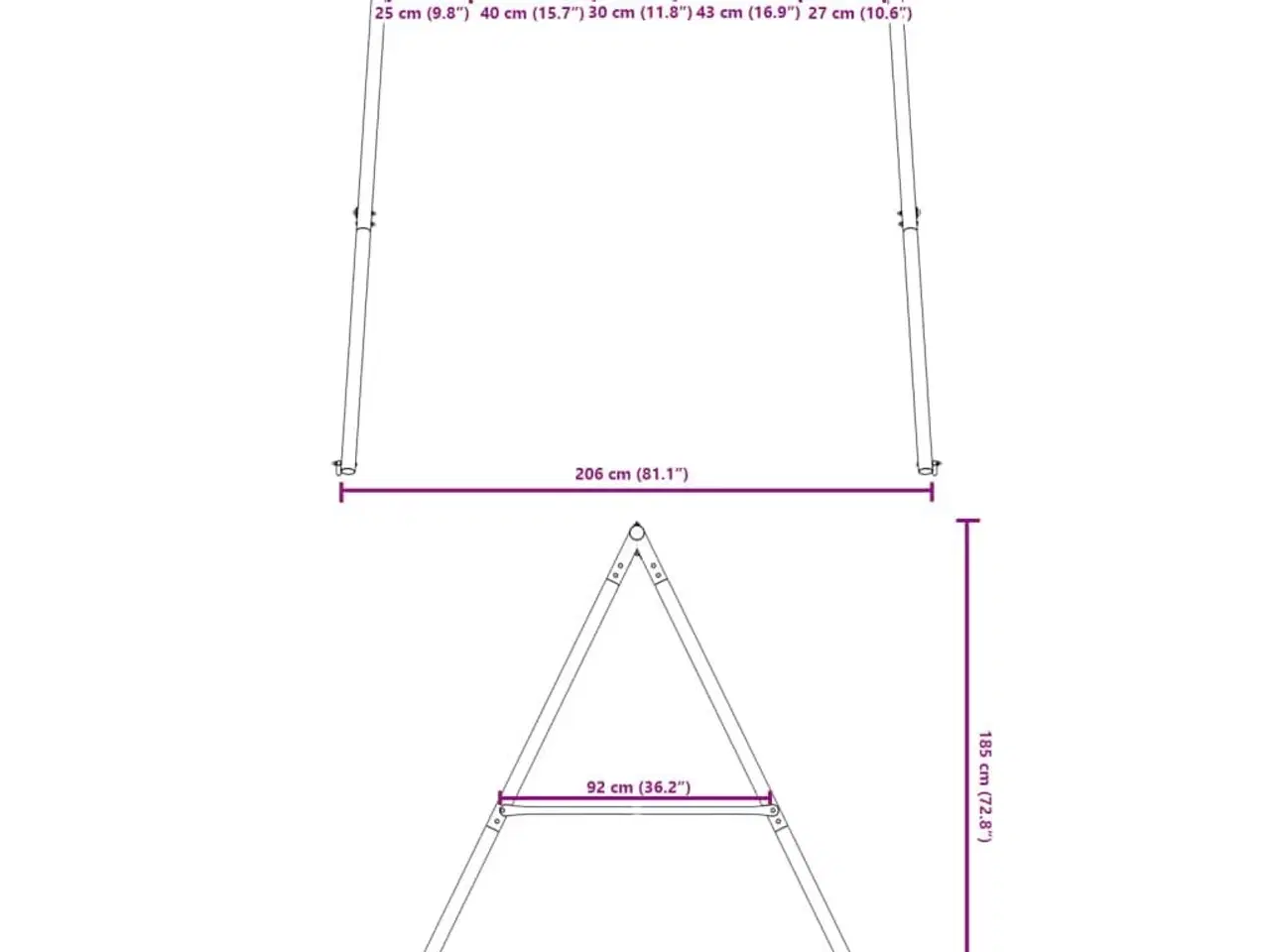 Billede 8 - Gyngestativ med 4 kroge stål blå