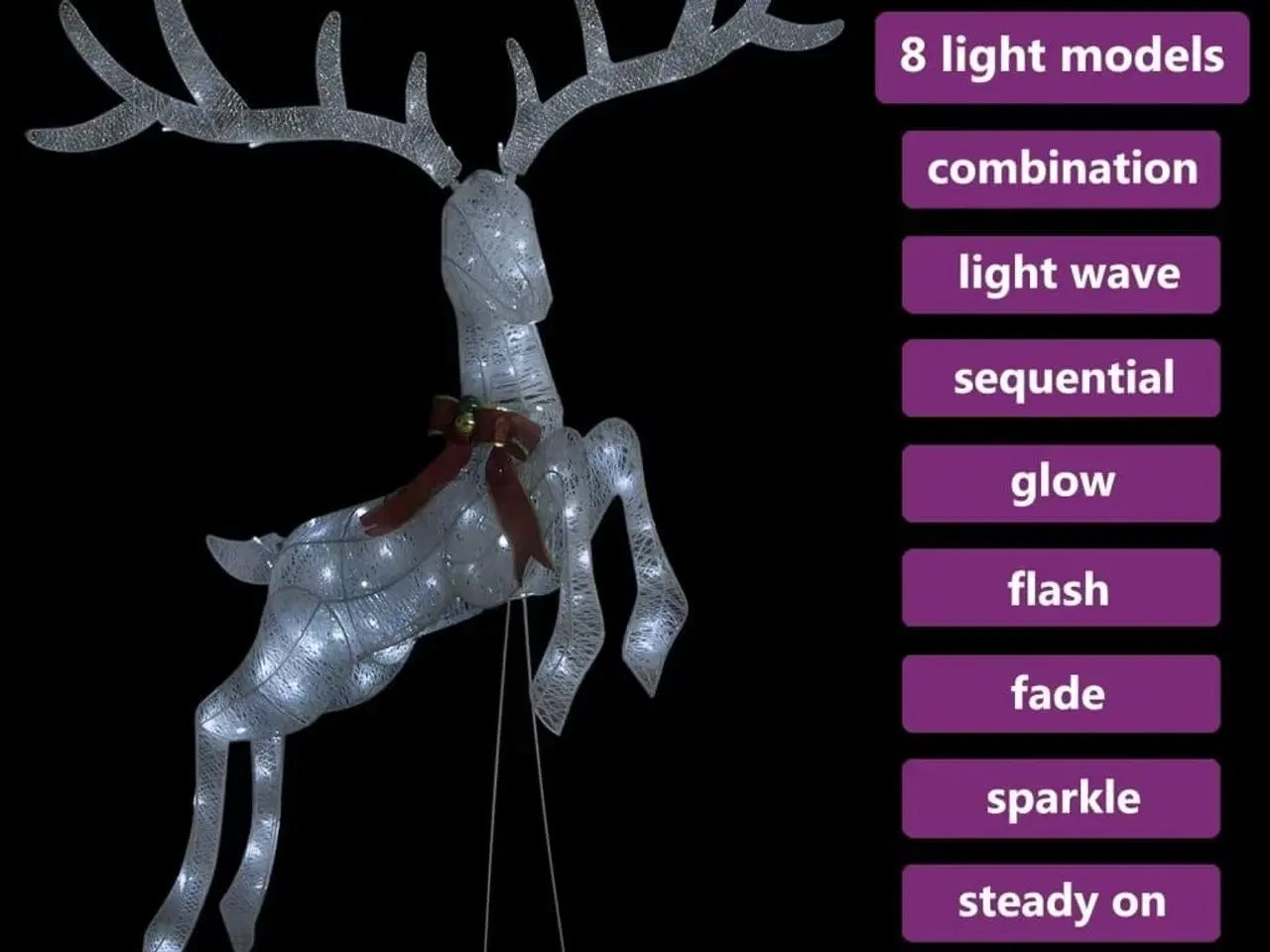 Billede 4 - Flyvende rensdyr juledekoration 120 lysdioder kold hvid