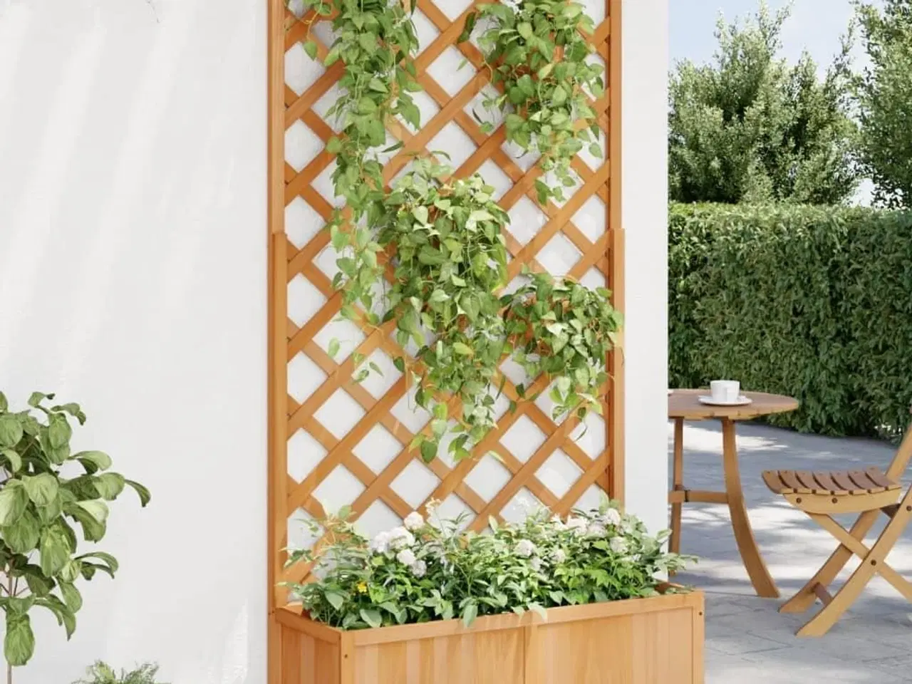 Billede 1 - Plantekasse med espalier massivt grantræ brun