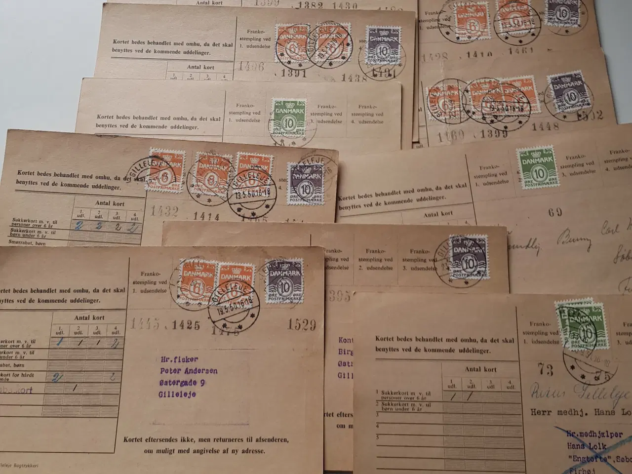 Billede 1 - Rationeringskort 1950 - 1952 10stk