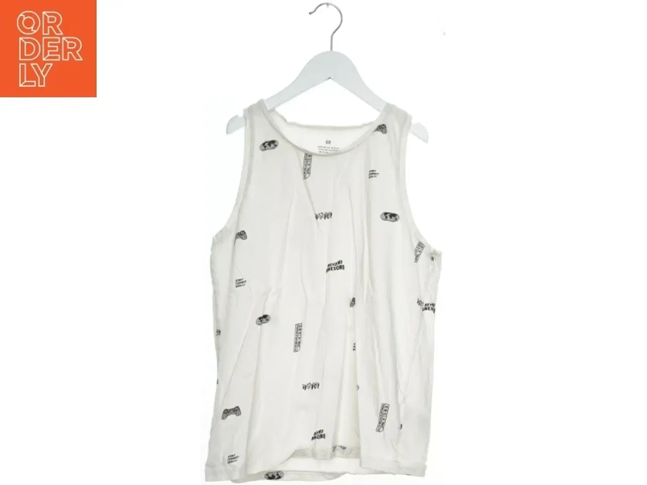 Billede 1 - Hvid tanktop med motiver fra H&M (str. 164)