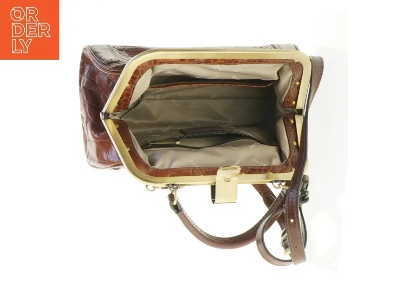 Billede 5 - Gianni Conti Brun krokodillepræget håndtaske SOM NY (str. 30 x 15 x 19 cm)