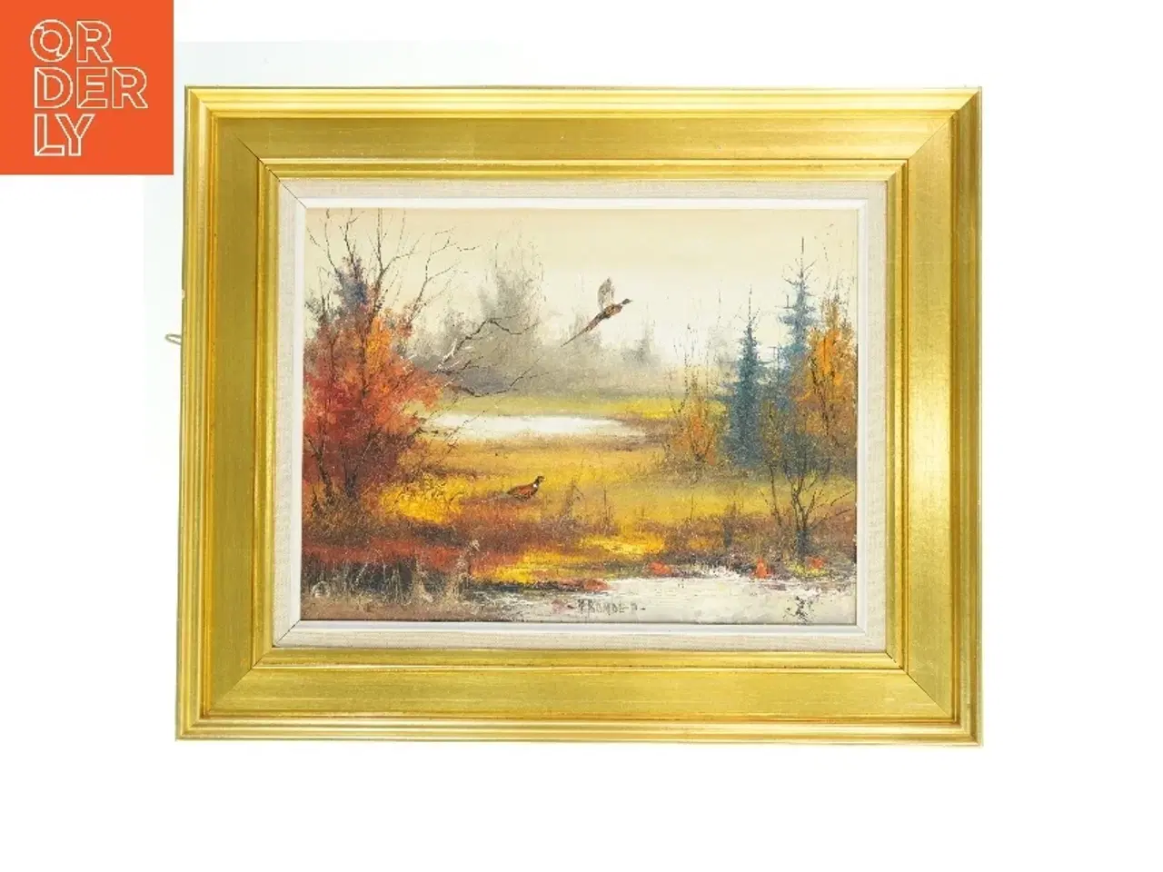 Billede 1 - Landskabsbillede med ramme (str. 56x46 cm)