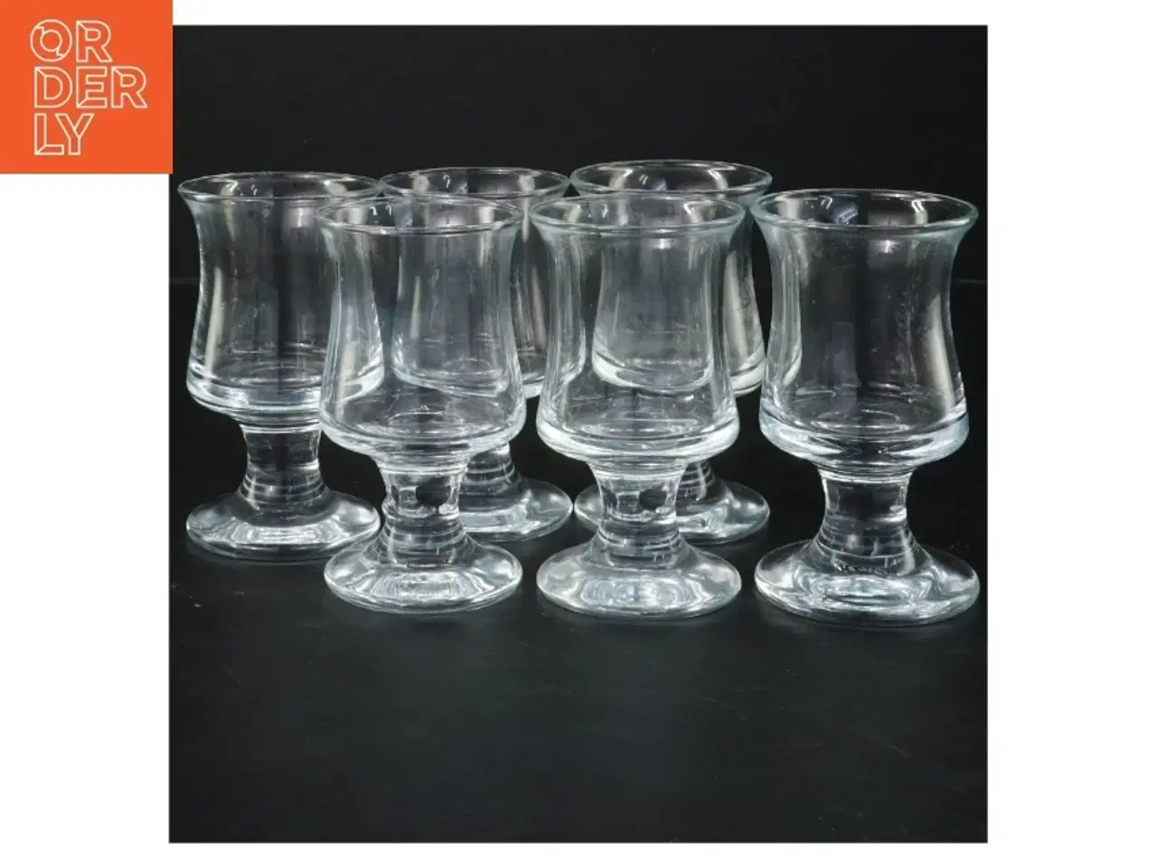 Billede 2 - Holmegaard - Seks glas på fod (str. Ø 6x10,5 cm)