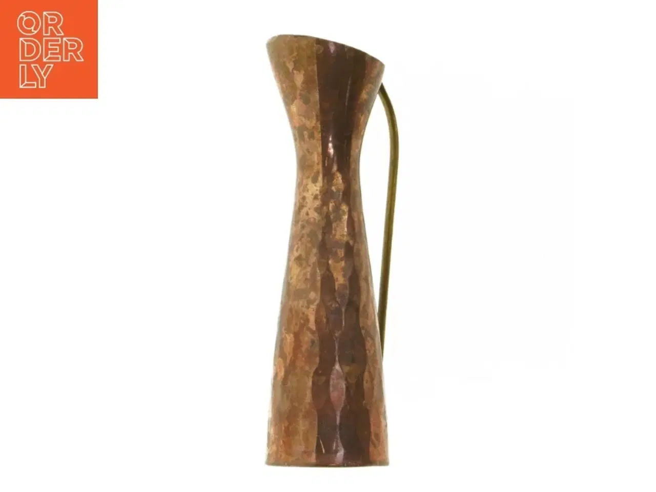 Billede 1 - Patineret Kobber vase, kande med messing håndtag(str. 20 cm)
