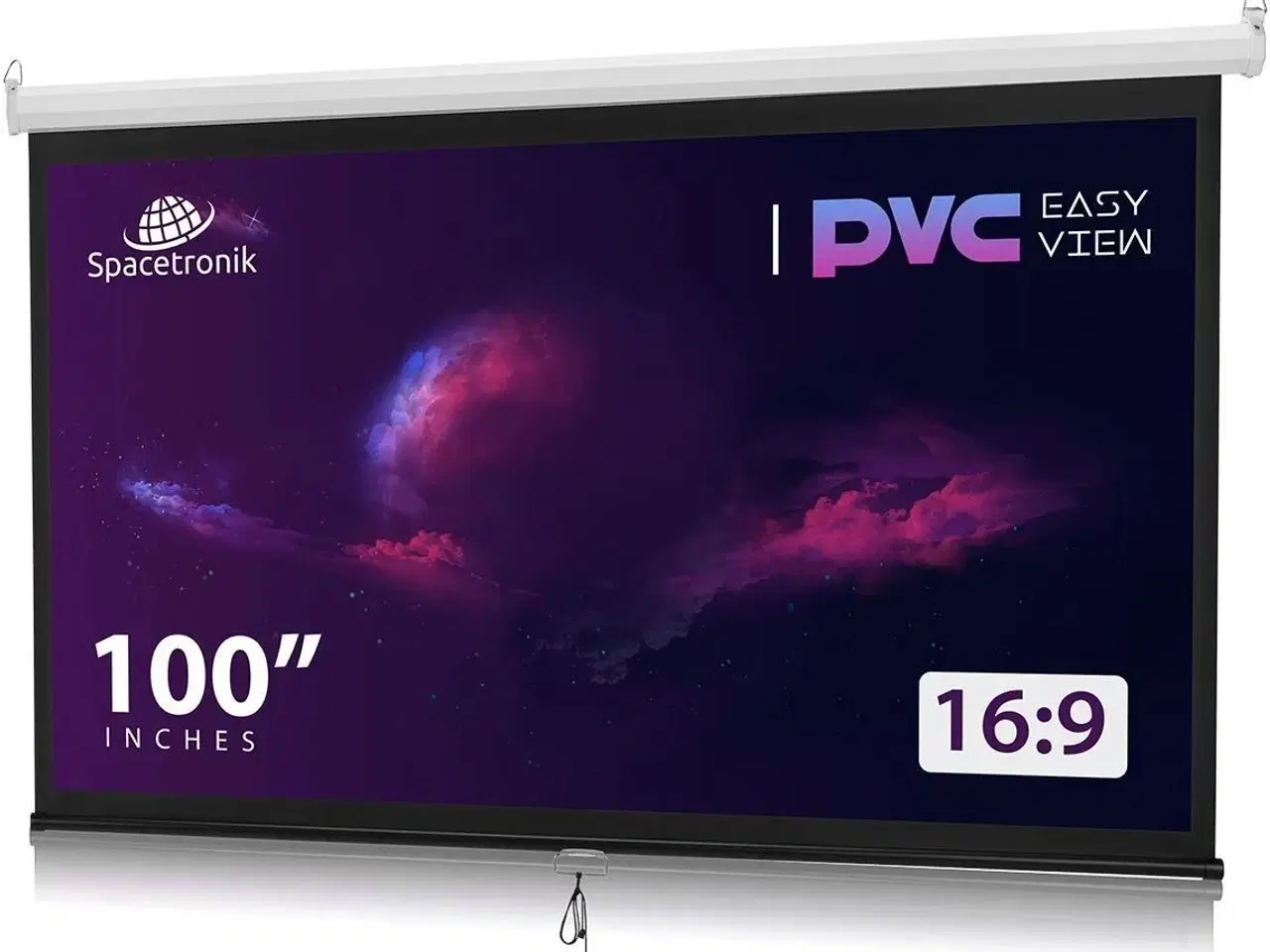 Billede 1 - Projektorlærred manuelt rul – 100" 16:9 PVC