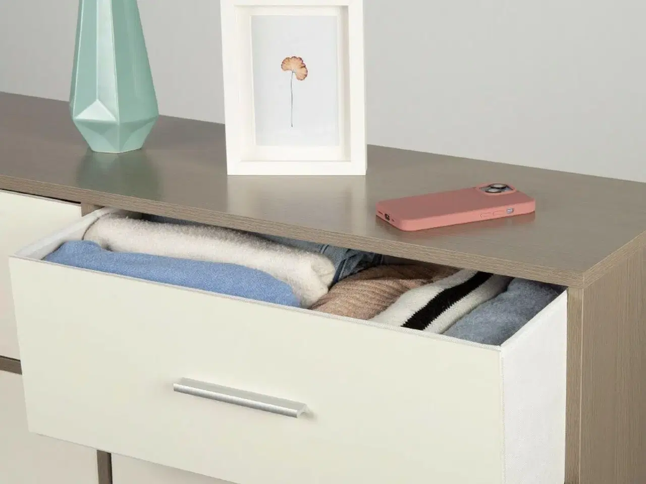 Billede 3 - Max Home kommode - hvid/grå, moderne, 114 × 70 × 30 cm