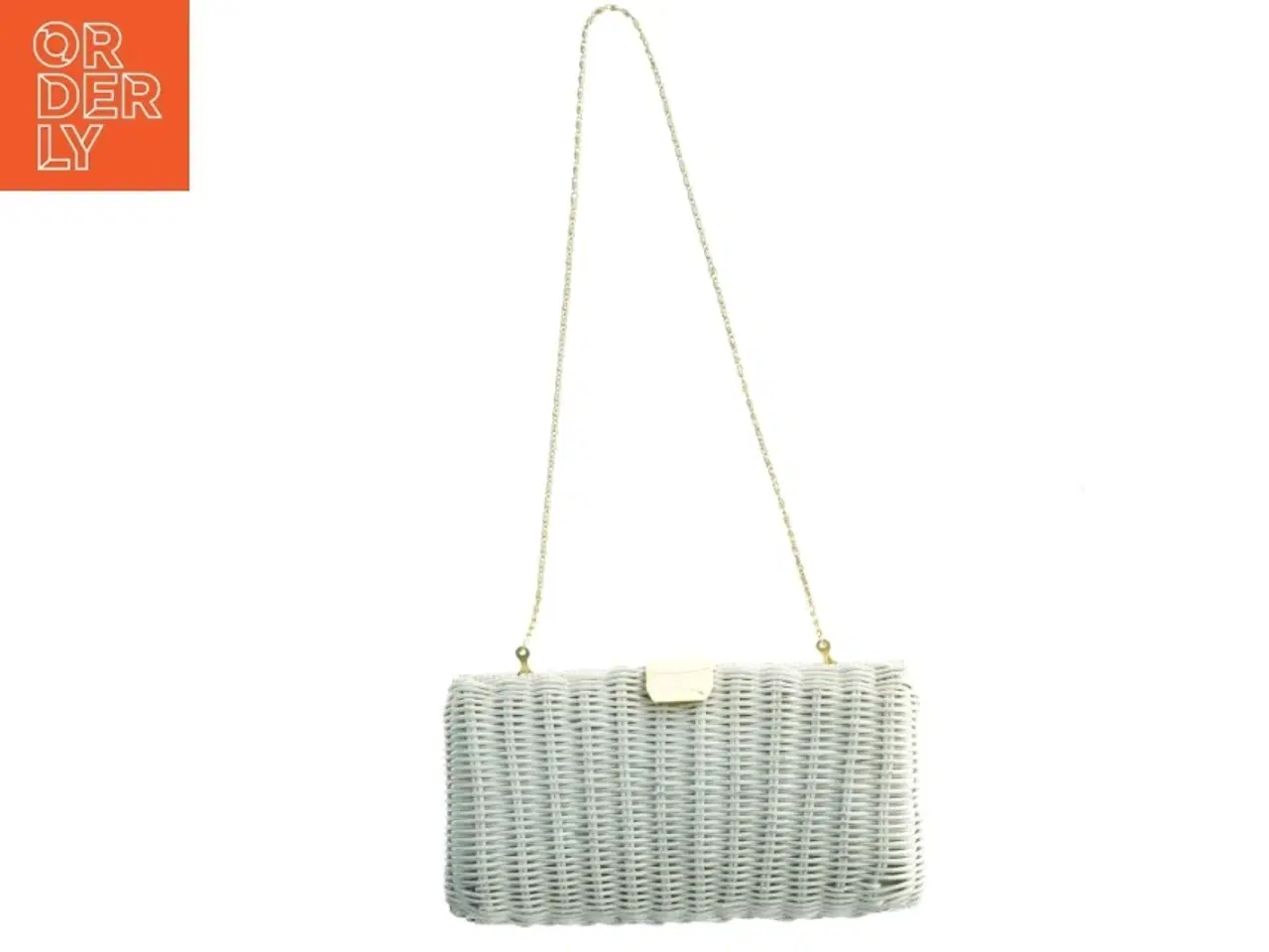 Billede 1 - Kurve Flettet aftenclutch med guldkæde (str. 25 x 14 cm)