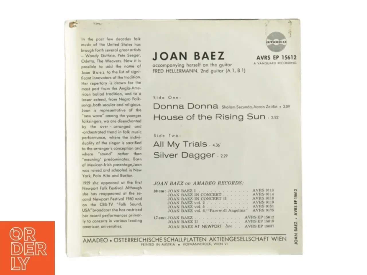 Billede 3 - Joan Baez vinyl EP (str. 18 x 18 cm)