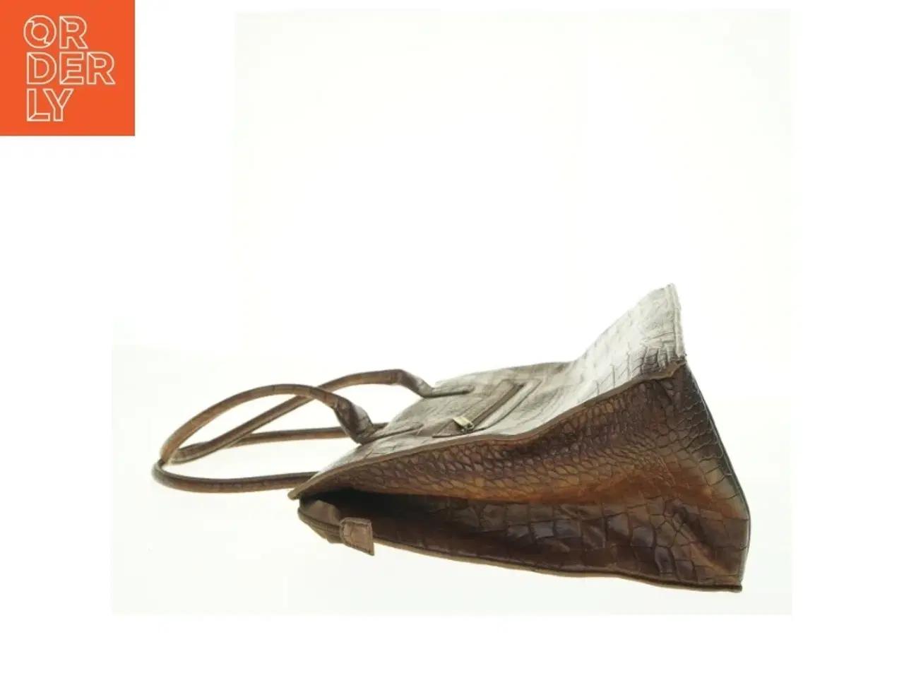Billede 3 - Brun rummelig skindtaske med krokodillepræg fra Bon Go&#251;t (str. 40 x 32 x 18 cm)