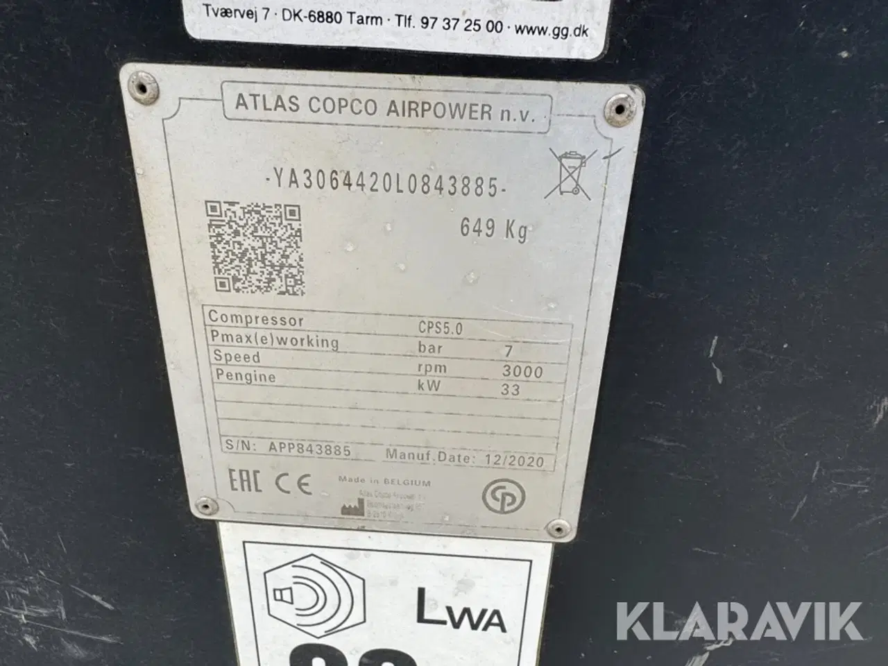 Billede 5 - Kompressor Atlas Copco CPS 5.0