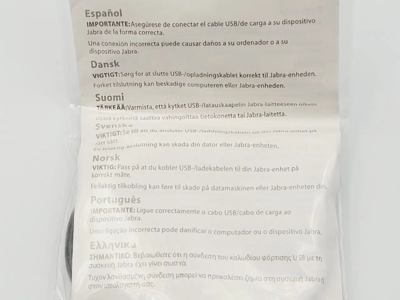 Billede 4 - ⭐️· 🎧 Original Jabra USB/Opladningskabel Helt Ny