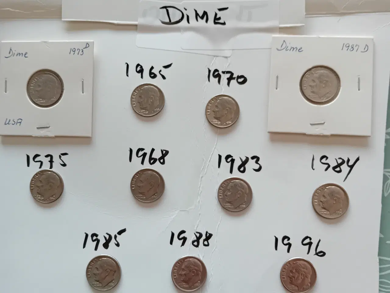 Billede 1 - USA Mønter.  Dime. 1 kr stk