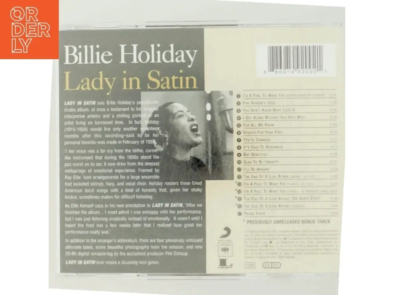 Billede 3 - Billie Holiday - Lady in Satin CD fra Columbia/Legacy