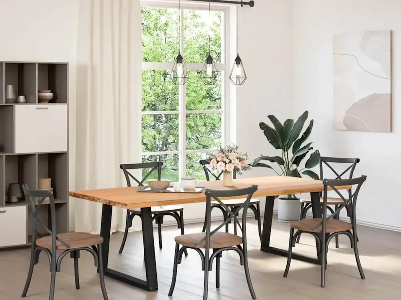 Billede 2 - Spisebordsben V-formet 2 stk. sort 80 x (72-73,3) cm stål