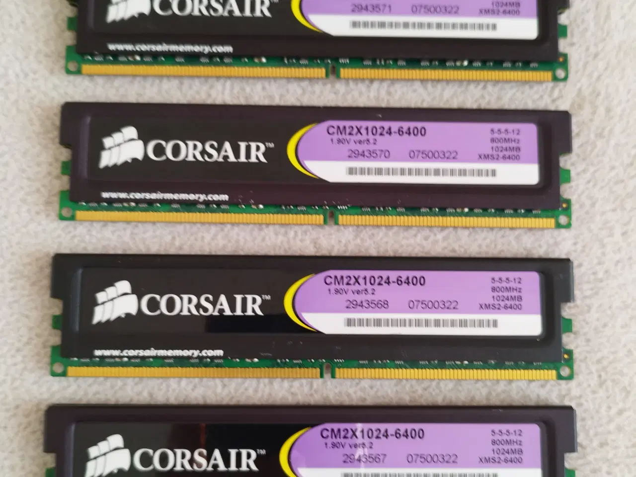 Billede 2 - 4 x 1 GB Corsair xms2 DDR2 Ram-blokke