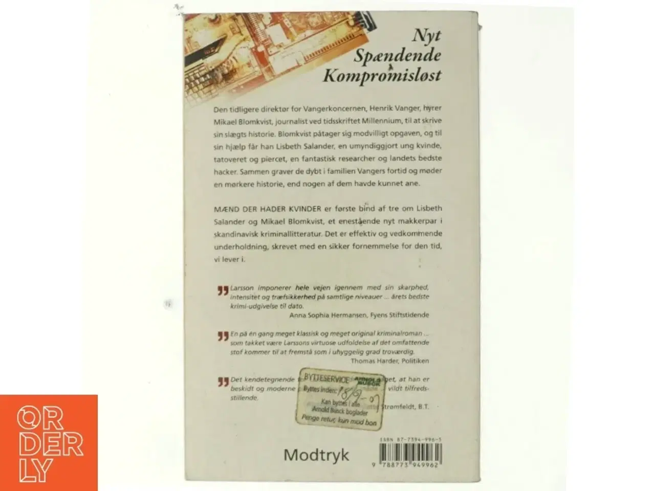 Billede 3 - Mænd der hader kvinder af Stieg Larsson, Stieg Larsson (Bog)