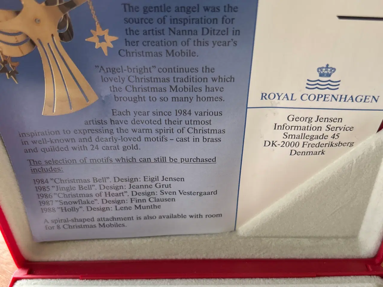 Billede 2 - George Jensen uro 1989 engel perfekt stand