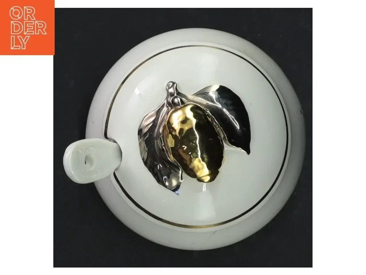Billede 6 - Porcelænssukkerskål med løgformet låg og ske