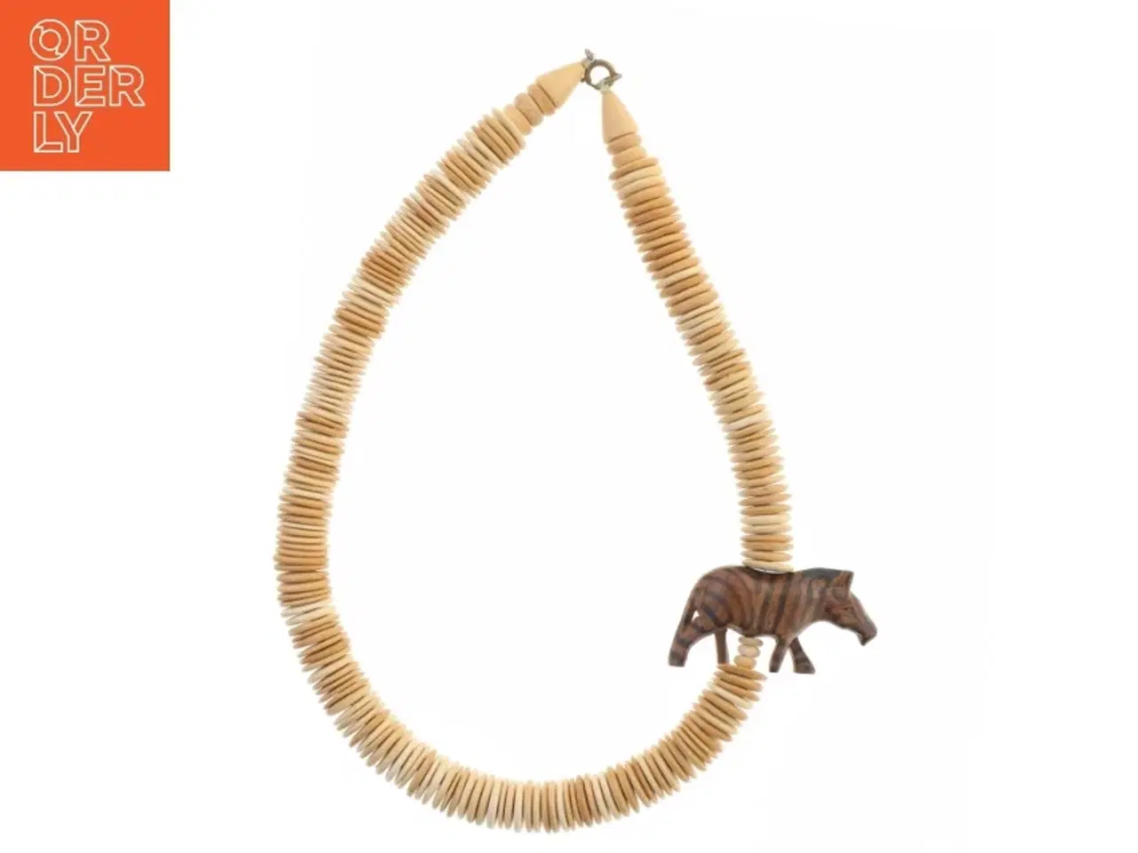 Billede 2 - Træhalskæde med zebra vedhæng (str. Længde 52 cm)