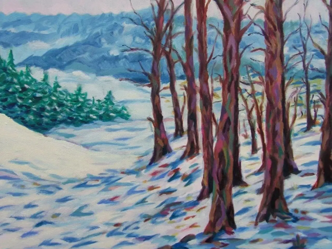 Billede 1 - Oliemaleri,  VINTERLYS m. ramme