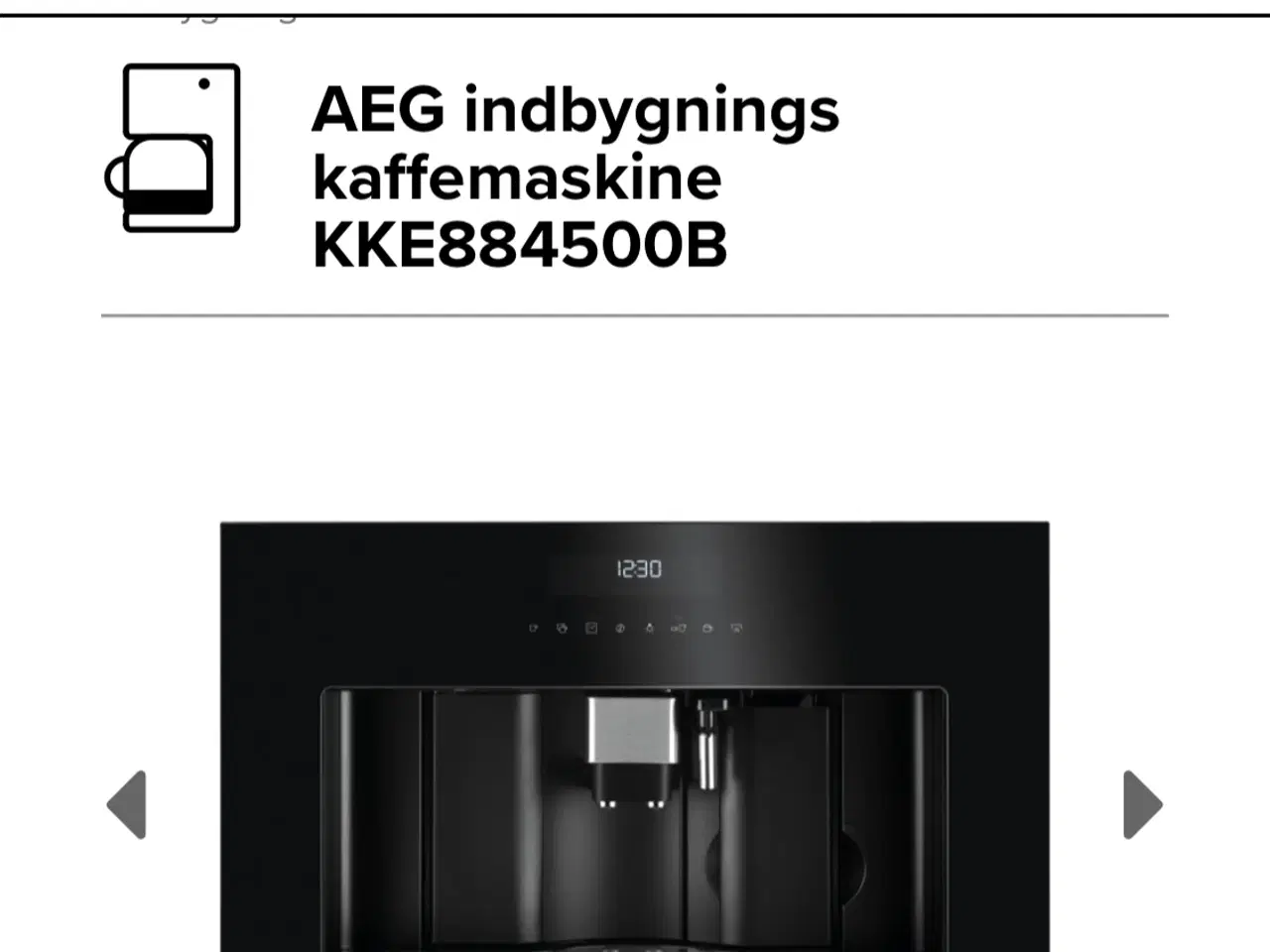 Billede 1 - AEG indbygning kaffemaskine 