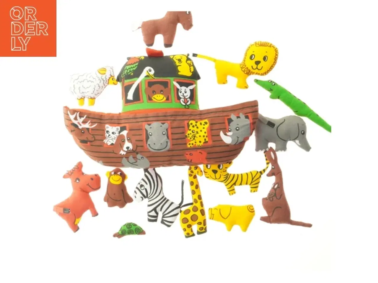Billede 1 - Stofbåd med dyrefigurer Noahs ark(str. 21x33 cm)