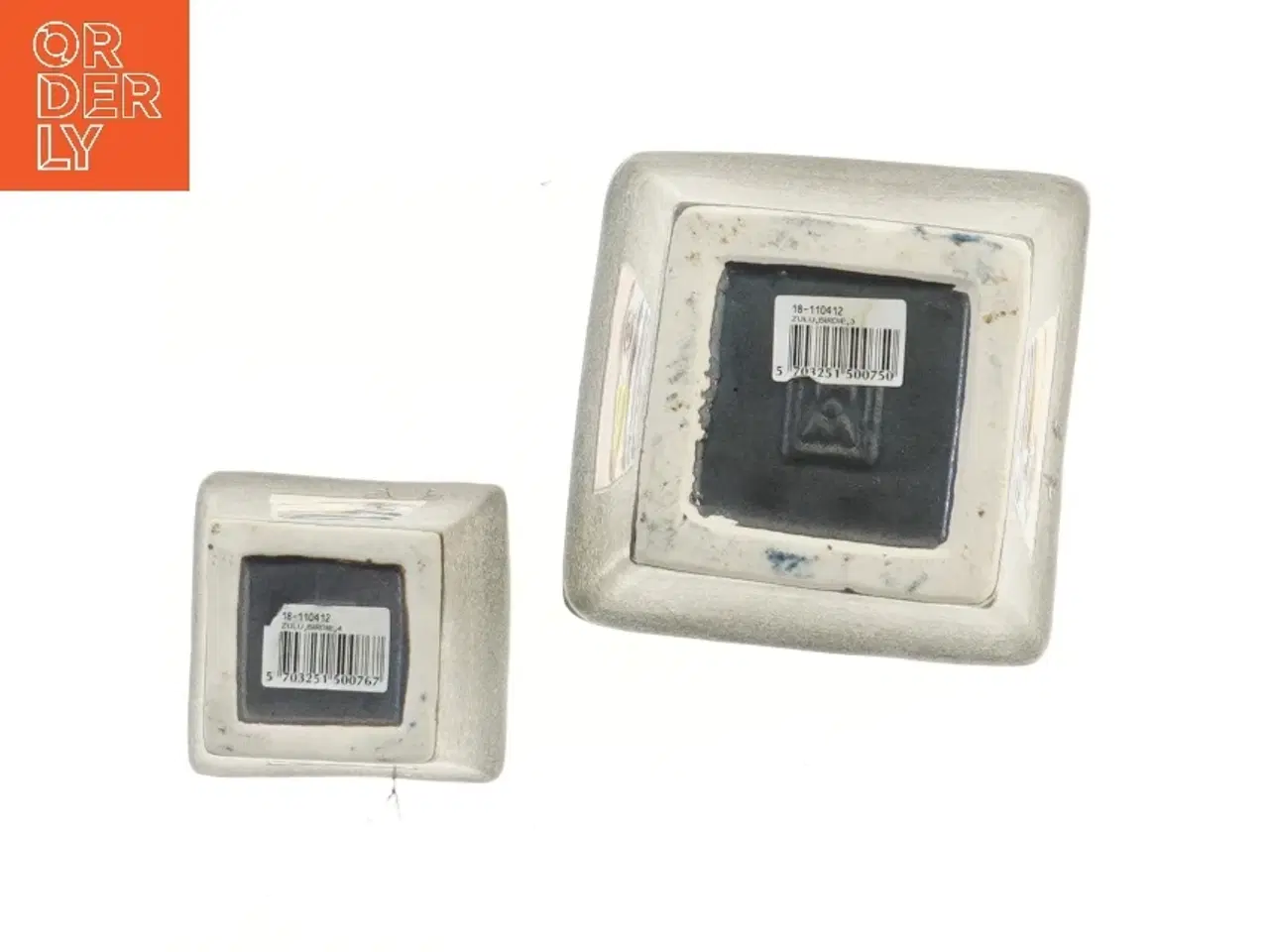 Billede 3 - Keramiske urtepotter med fuglemotiv (str. 2 stk 8,5x8x8 & 12,5x12,5x12,5 cm)