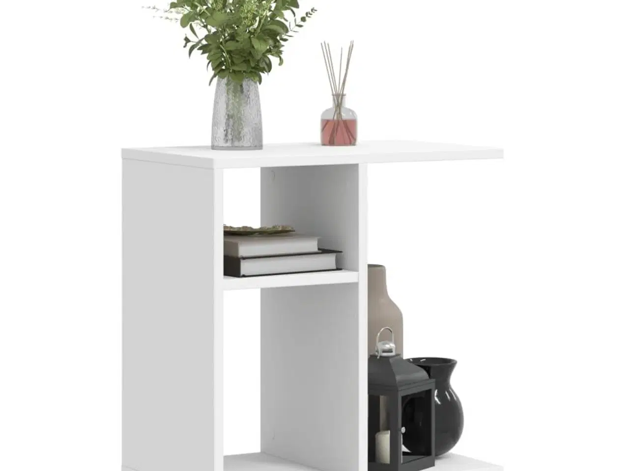 Billede 4 - Sidebord med hjul 50x30x55 cm konstrueret træ hvid