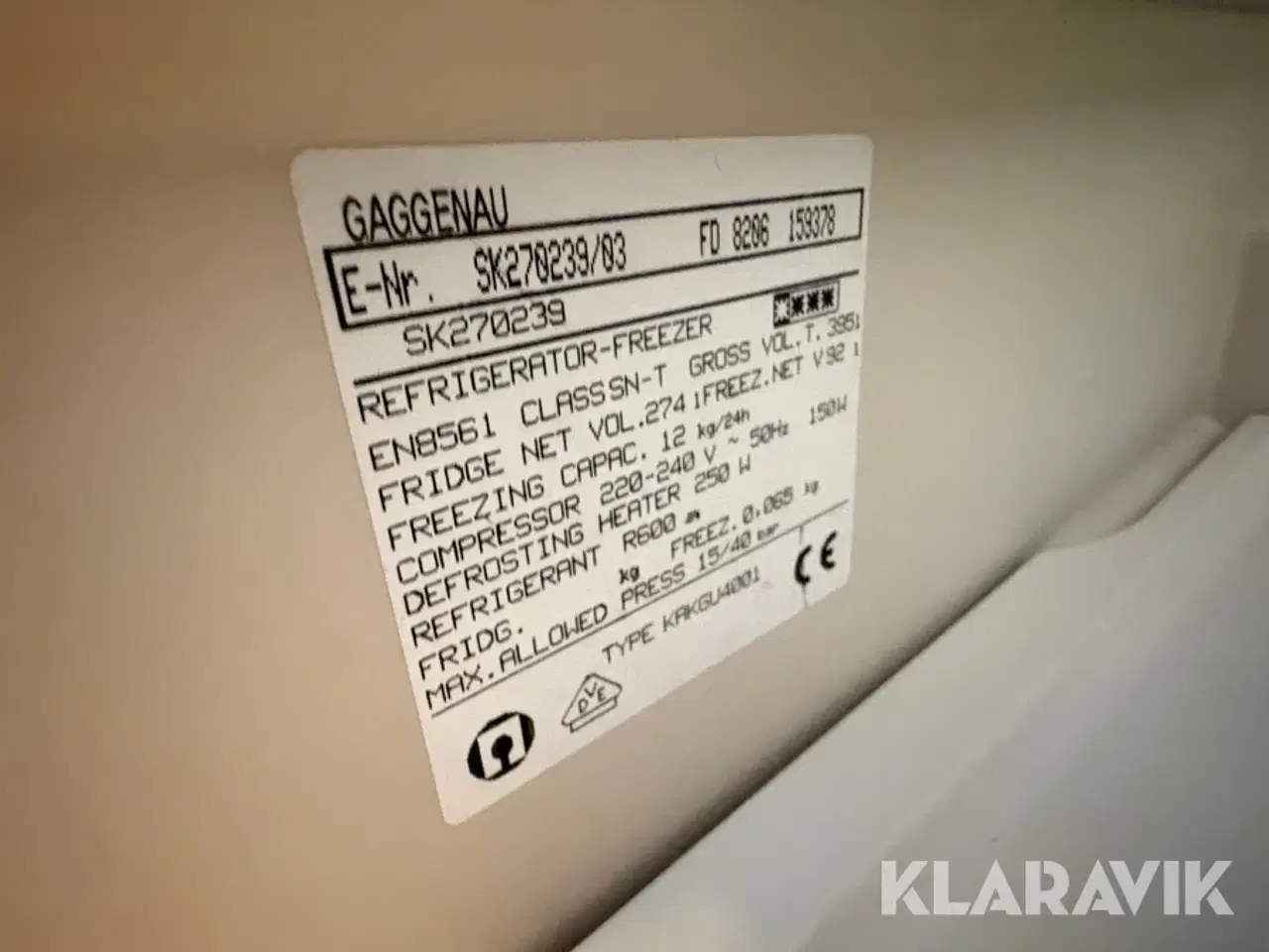 Billede 12 - Køle/frys skab Gaggenau SK270239 1 styk