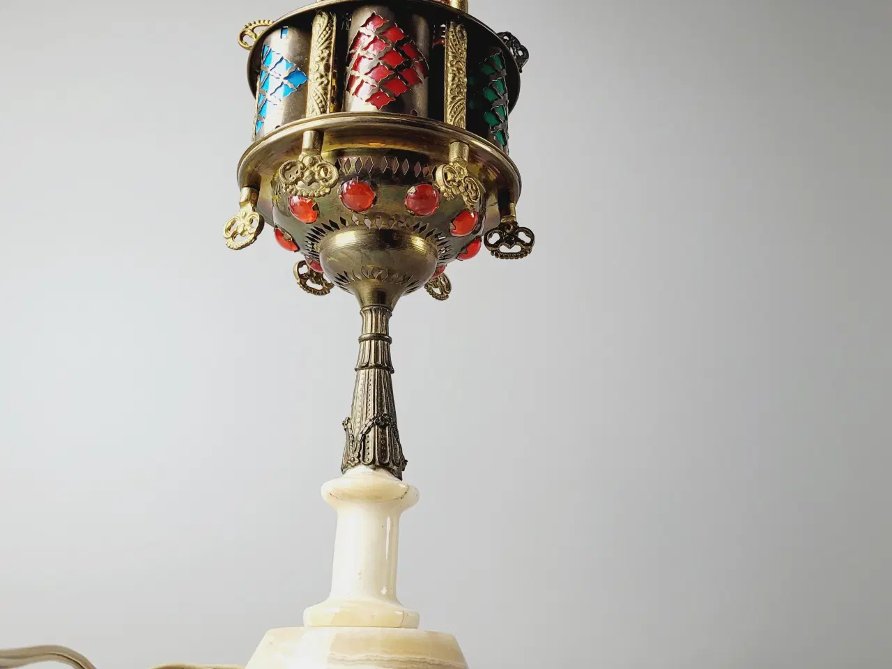 Billede 8 - ⭐️· Vintage Bordlampe i Messing med Onyxfod