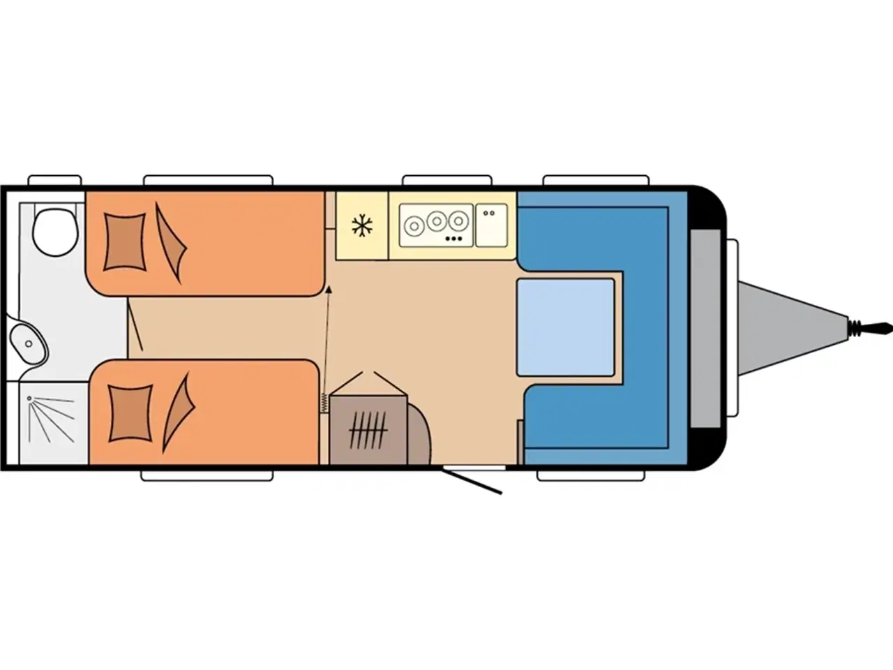 Billede 2 - 2026 - Hobby Prestige 560 WLU   Lækker enkeltsengsvogn med stort badeværelse fra Hinshøj Caravan