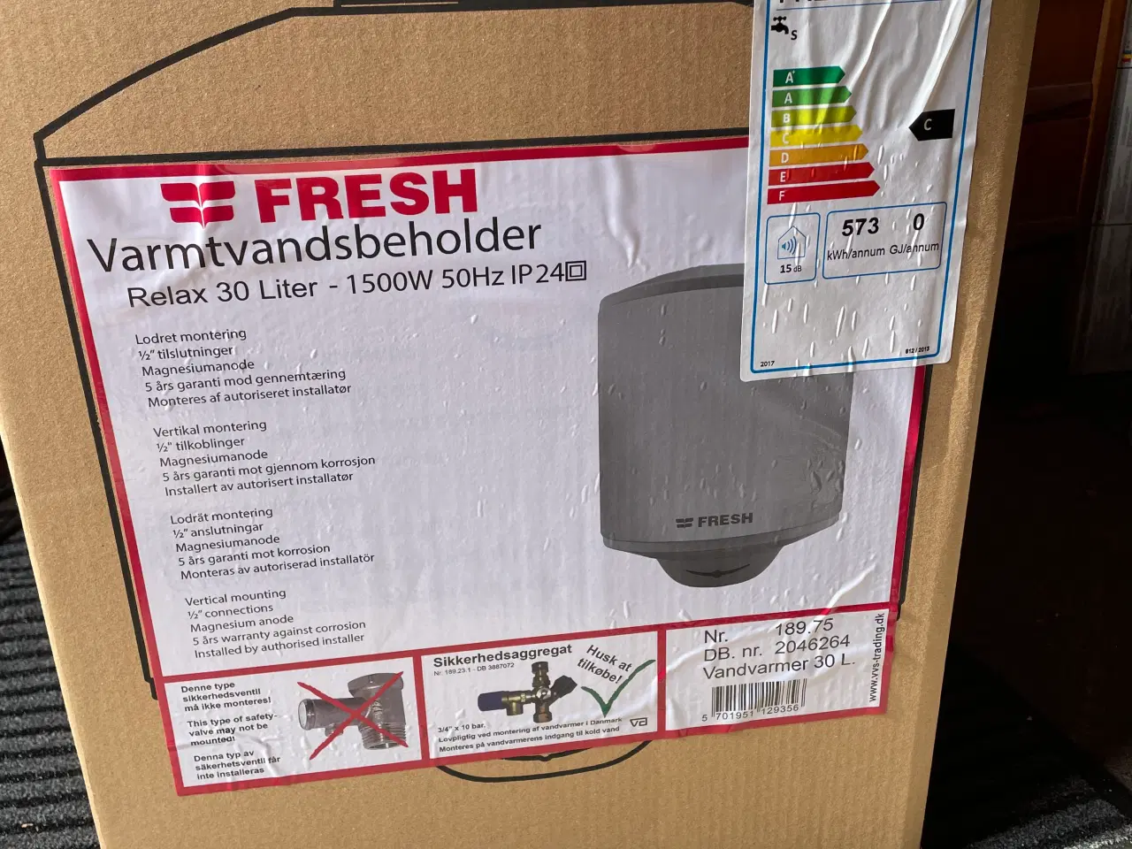 Billede 1 - 30 liter varmtvandsbeholder fra juli 2025