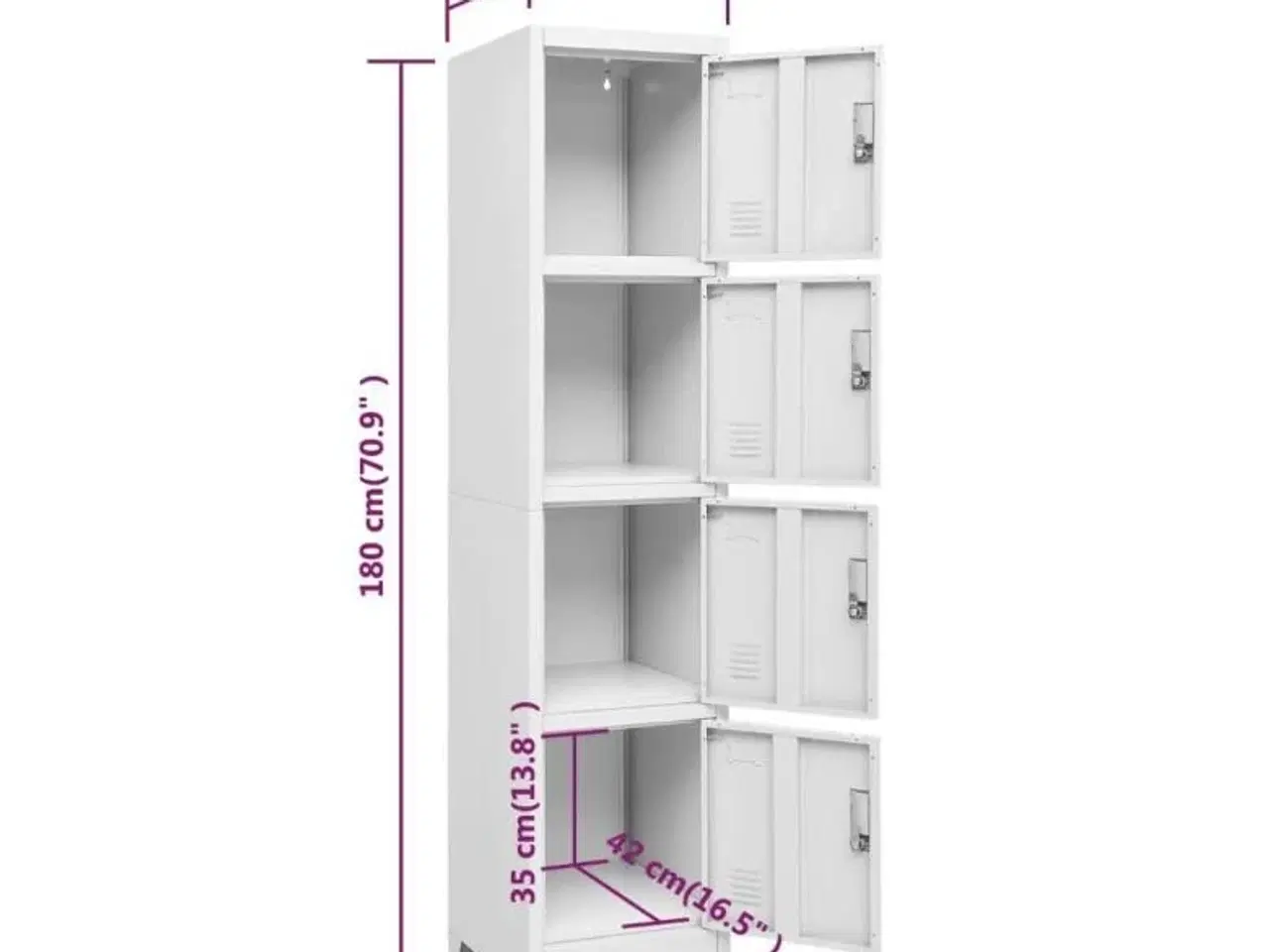 Billede 8 - Lockerskab med fire rum 38x45x180 cm