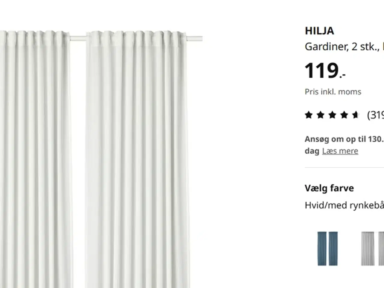 Billede 7 - IKEA HILJA Gardiner, 145x250 cm et par inkluderet