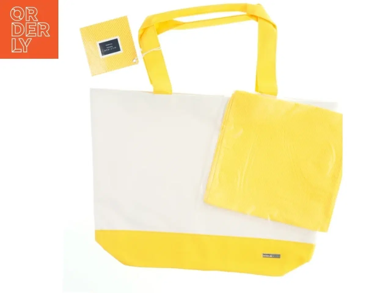 Billede 1 - Gul og hvid strandtaske fra Tommy Hilfiger (str. 50x36 cm)