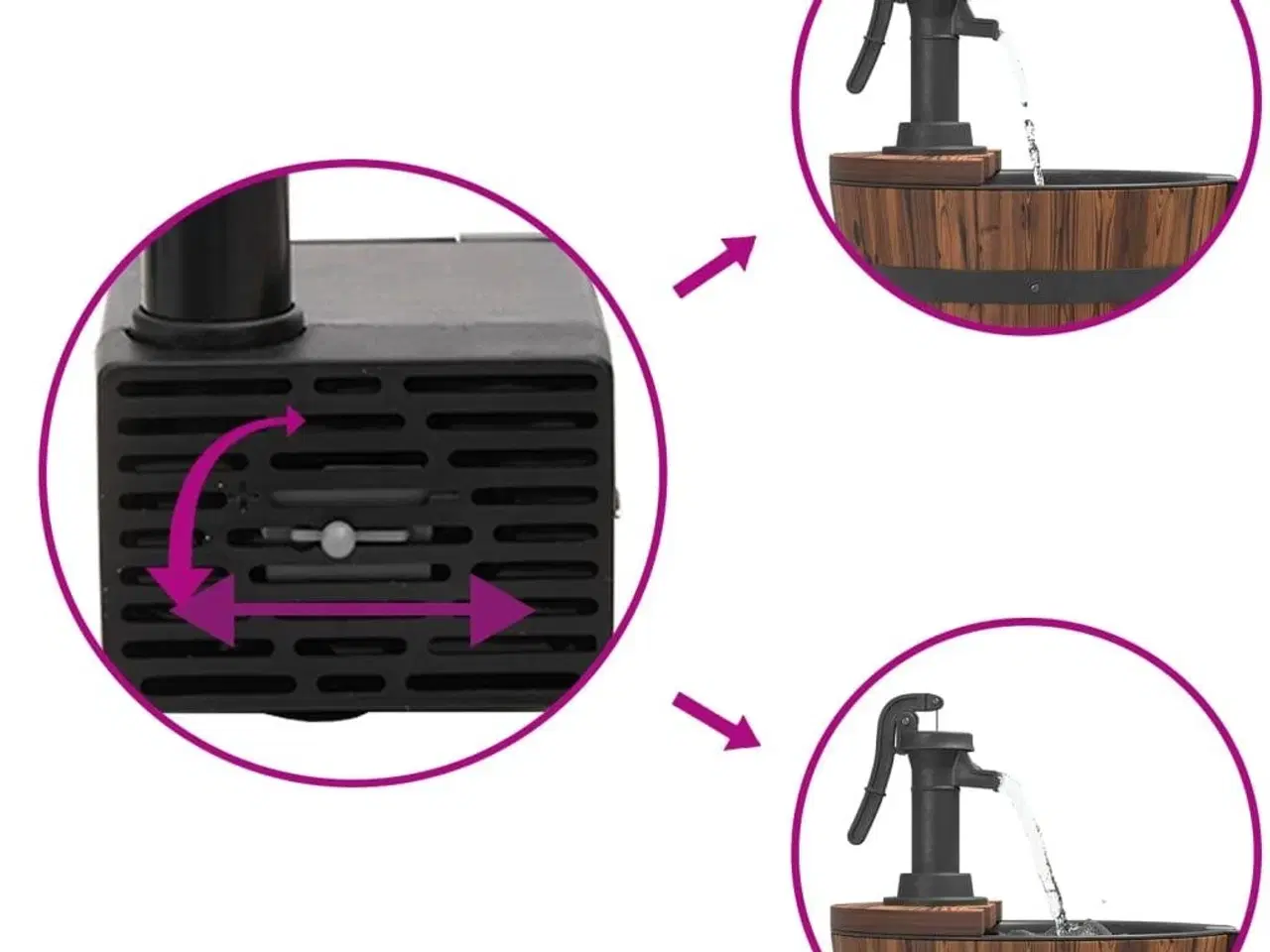 Billede 6 - Fontæne med pumpe 44,5x44,5x58 cm massivt fyrretræ