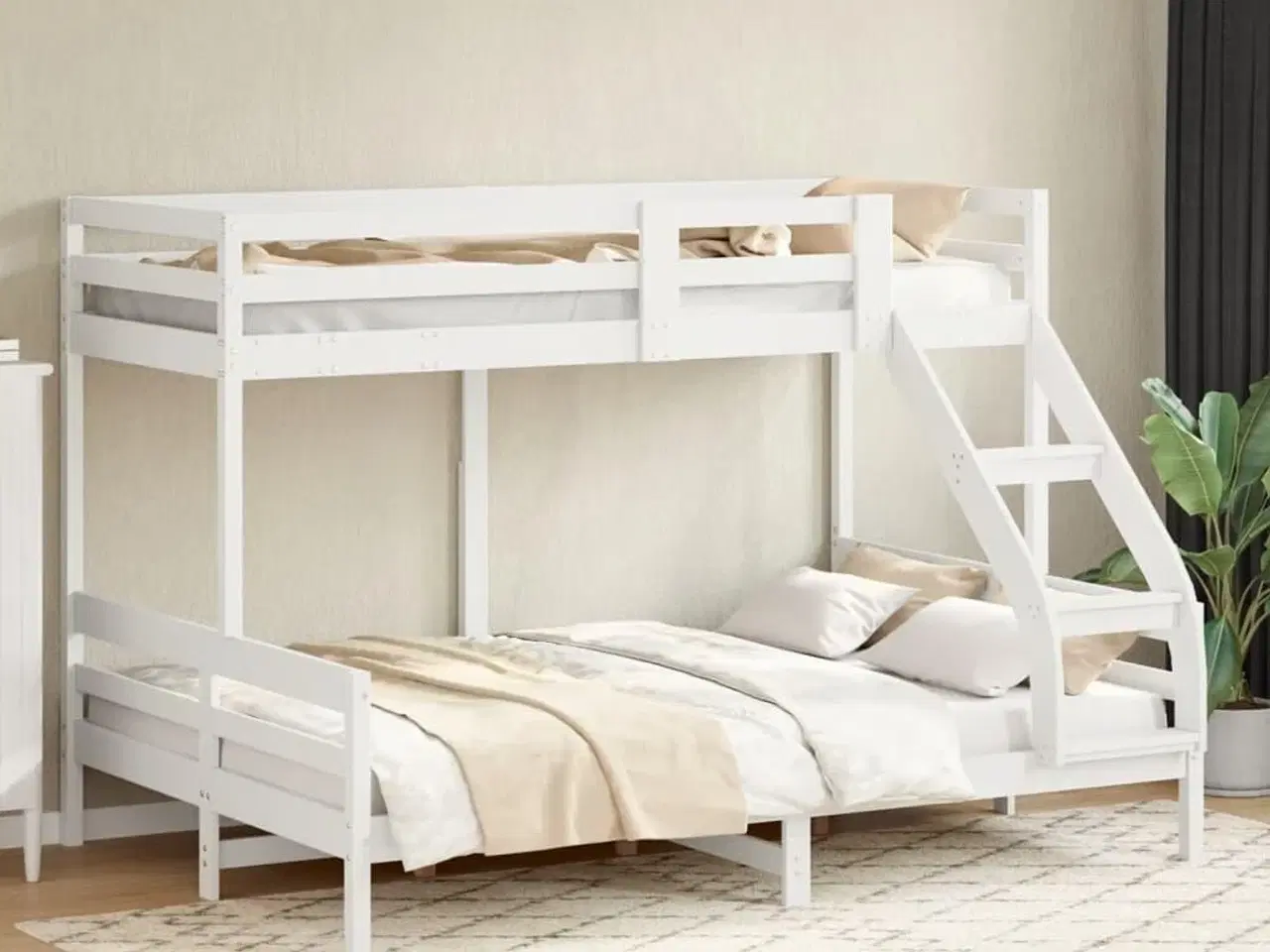 Billede 3 - Køjeseng 90x200/140x200 cm massivt fyrretræ hvid