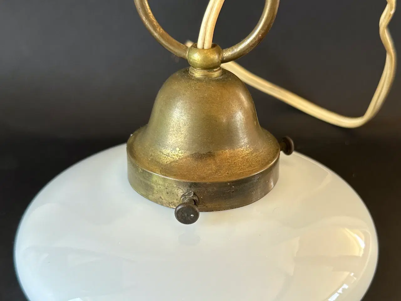 Billede 3 - Gammel pendel lampe, Messing, porcelæn lampeskærm
