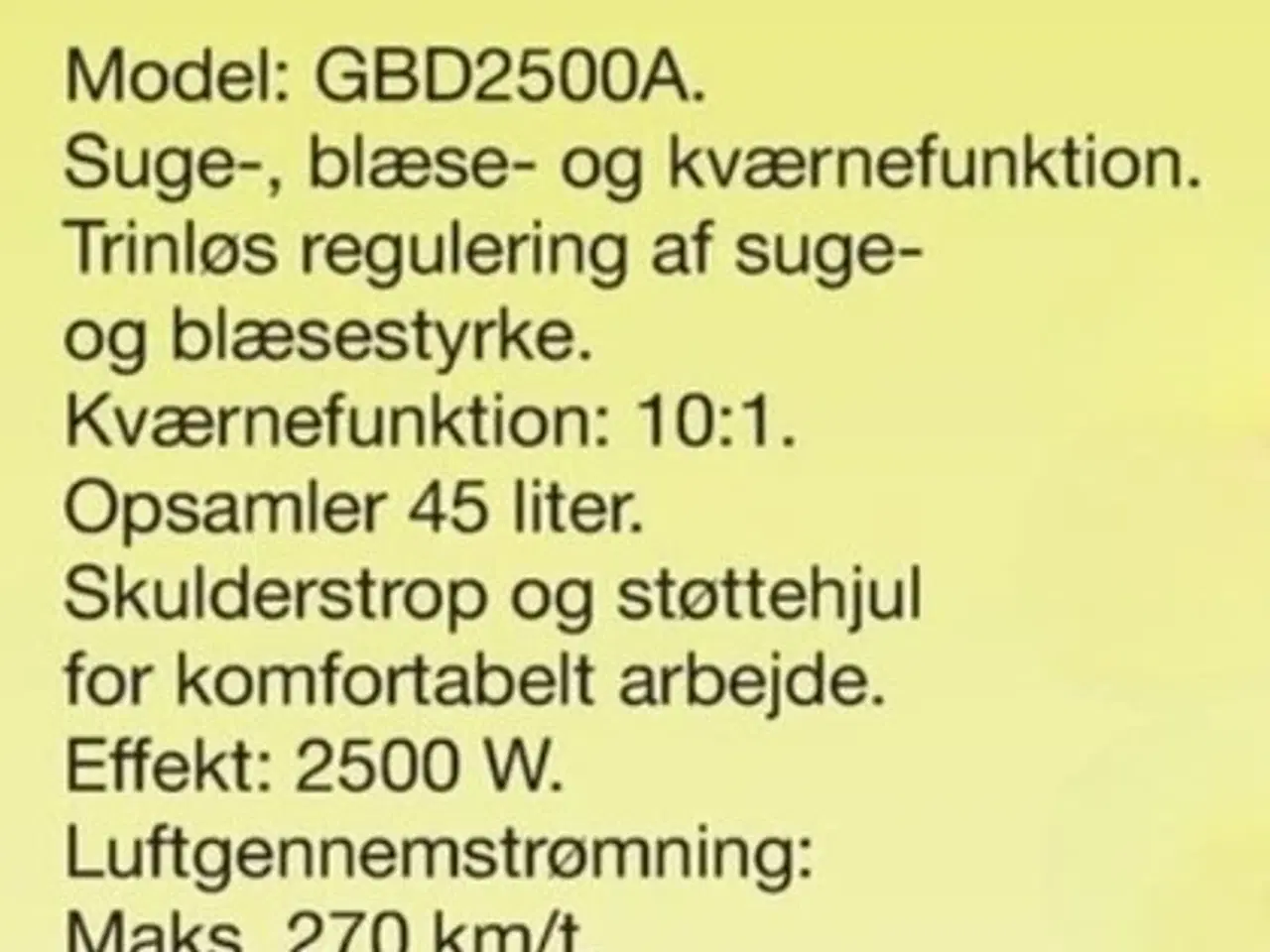 Billede 2 - Løvsuger GBD2500A