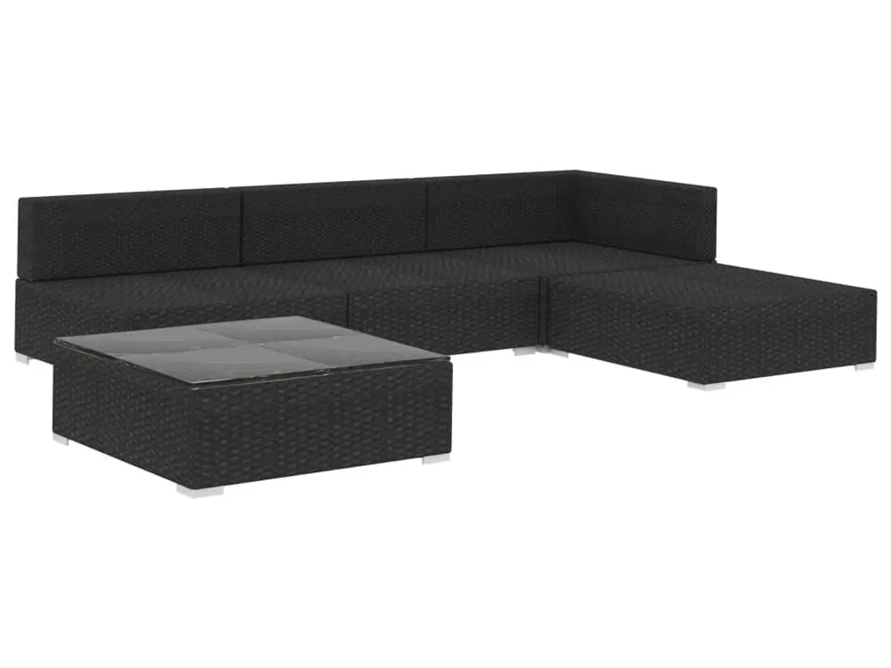 Billede 3 - Haveloungesæt 5 dele med hynder polyrattan sort