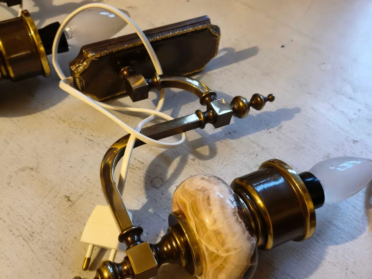 Billede 7 - 2 super flotte væglamper med marmor og messing 