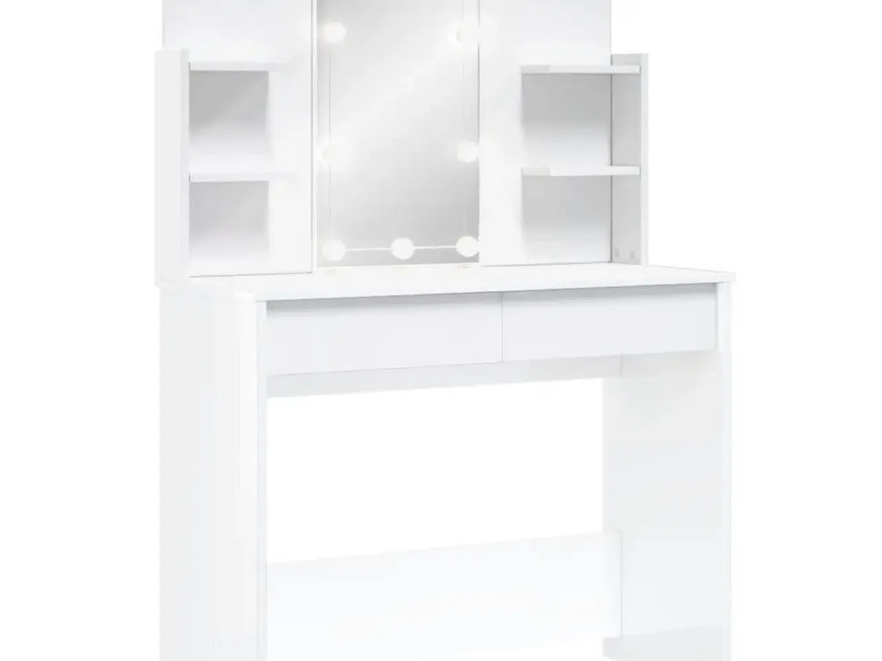 Billede 2 - Makeupbord med LED-lys 96x40x142 cm hvid højglans