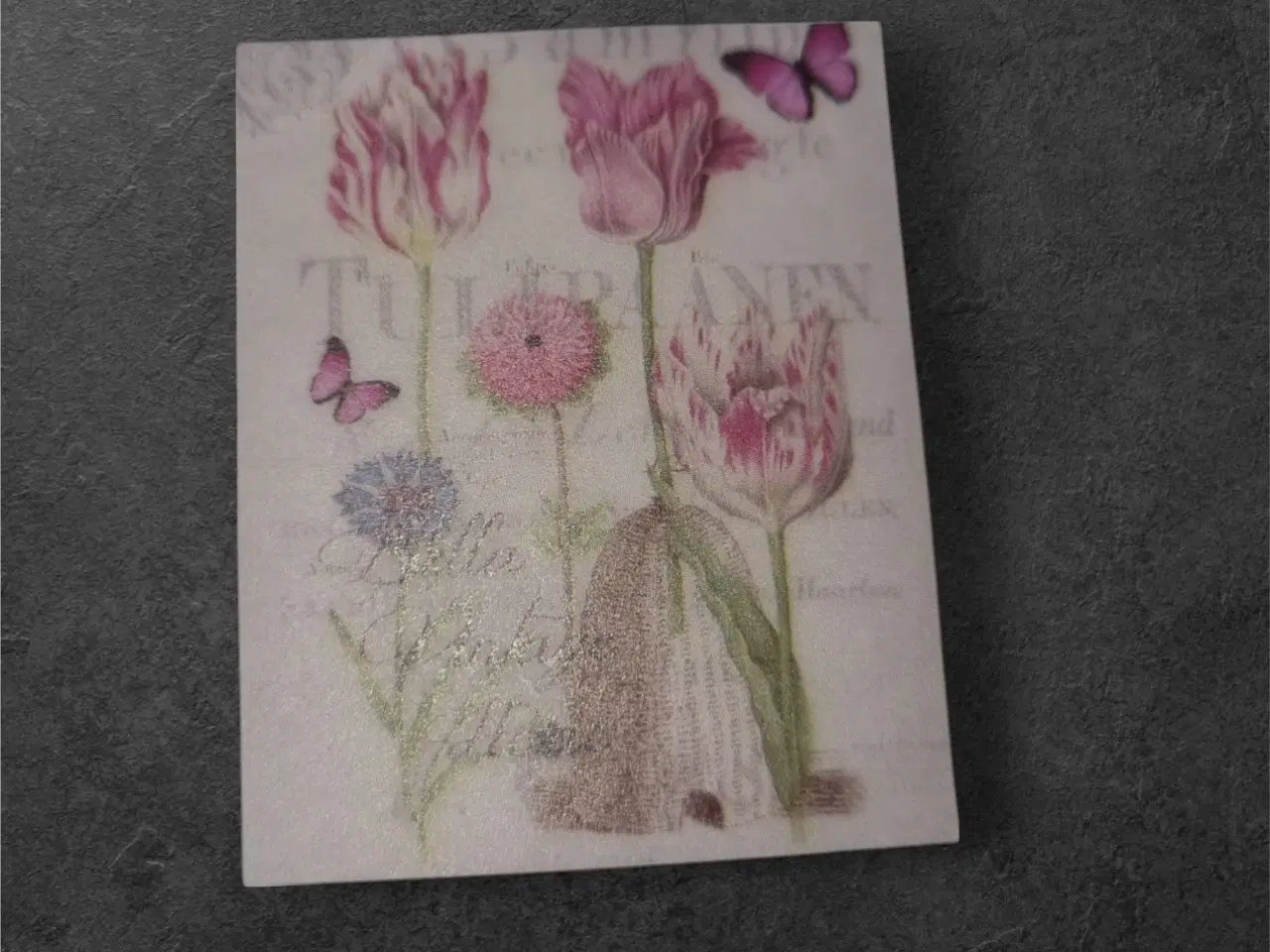 Billede 1 - Elegante papirark med tulipaner og sommerfugle