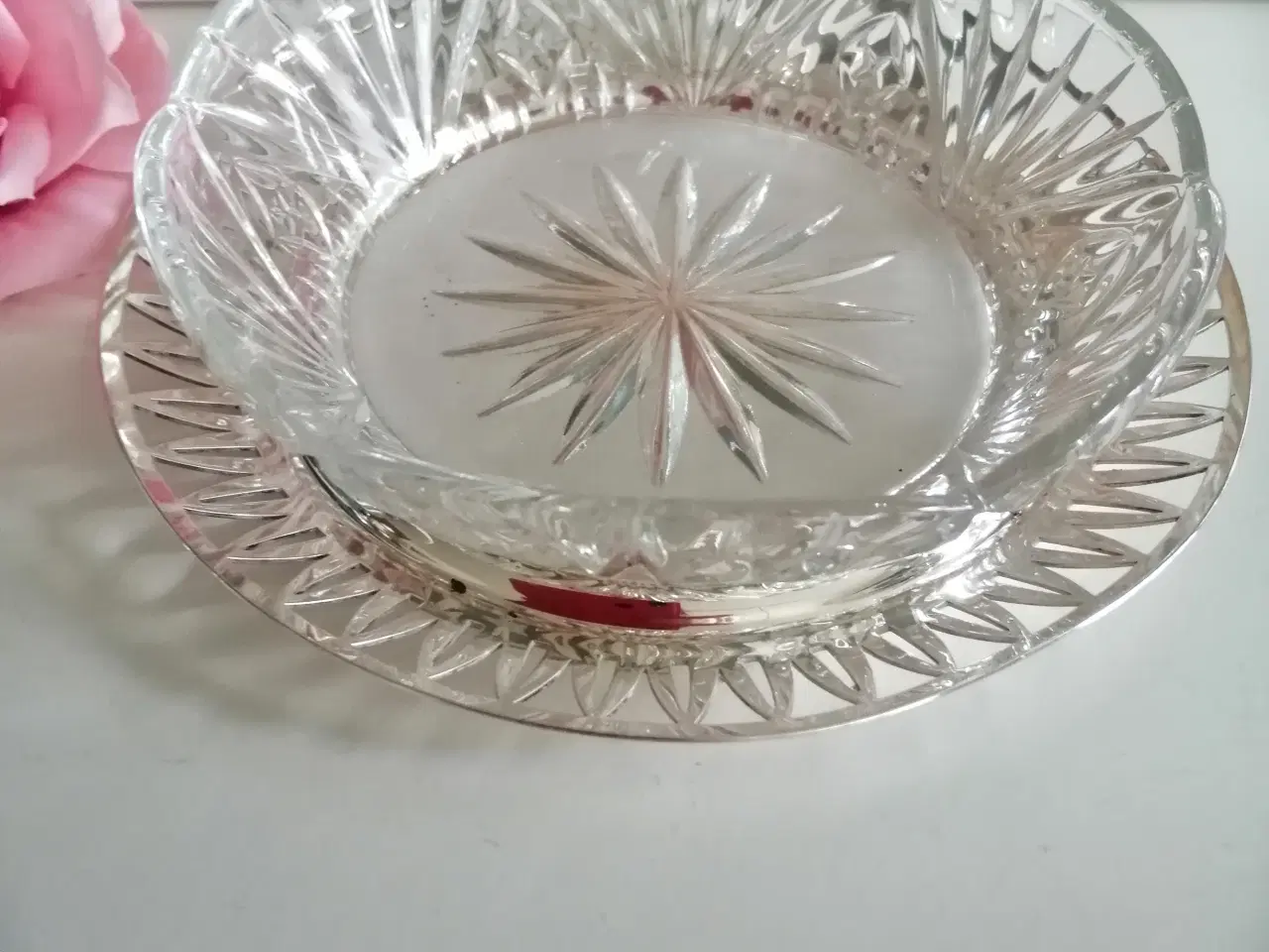 Billede 1 - Glasskål /sølvbakke 