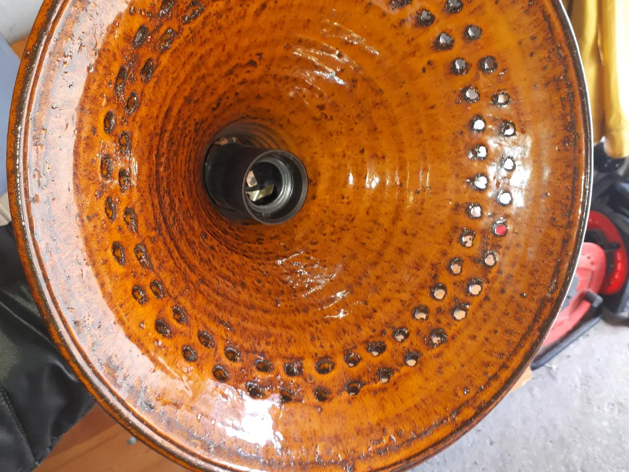 Billede 4 - Retro Stentøjs lampe orange med ophæng kæde diamet