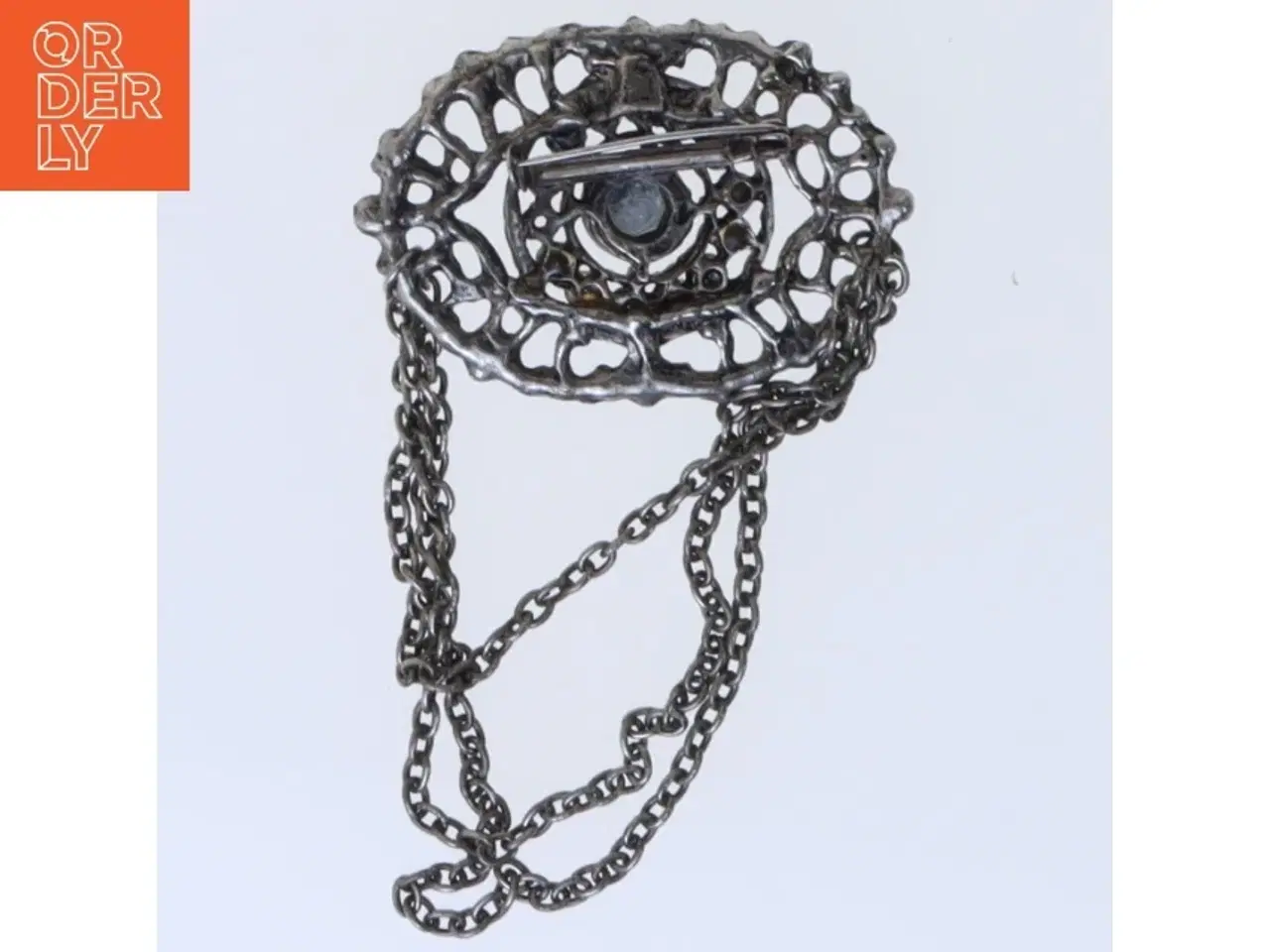 Billede 2 - Vintage broche med kæde (str. 5,5 cm)