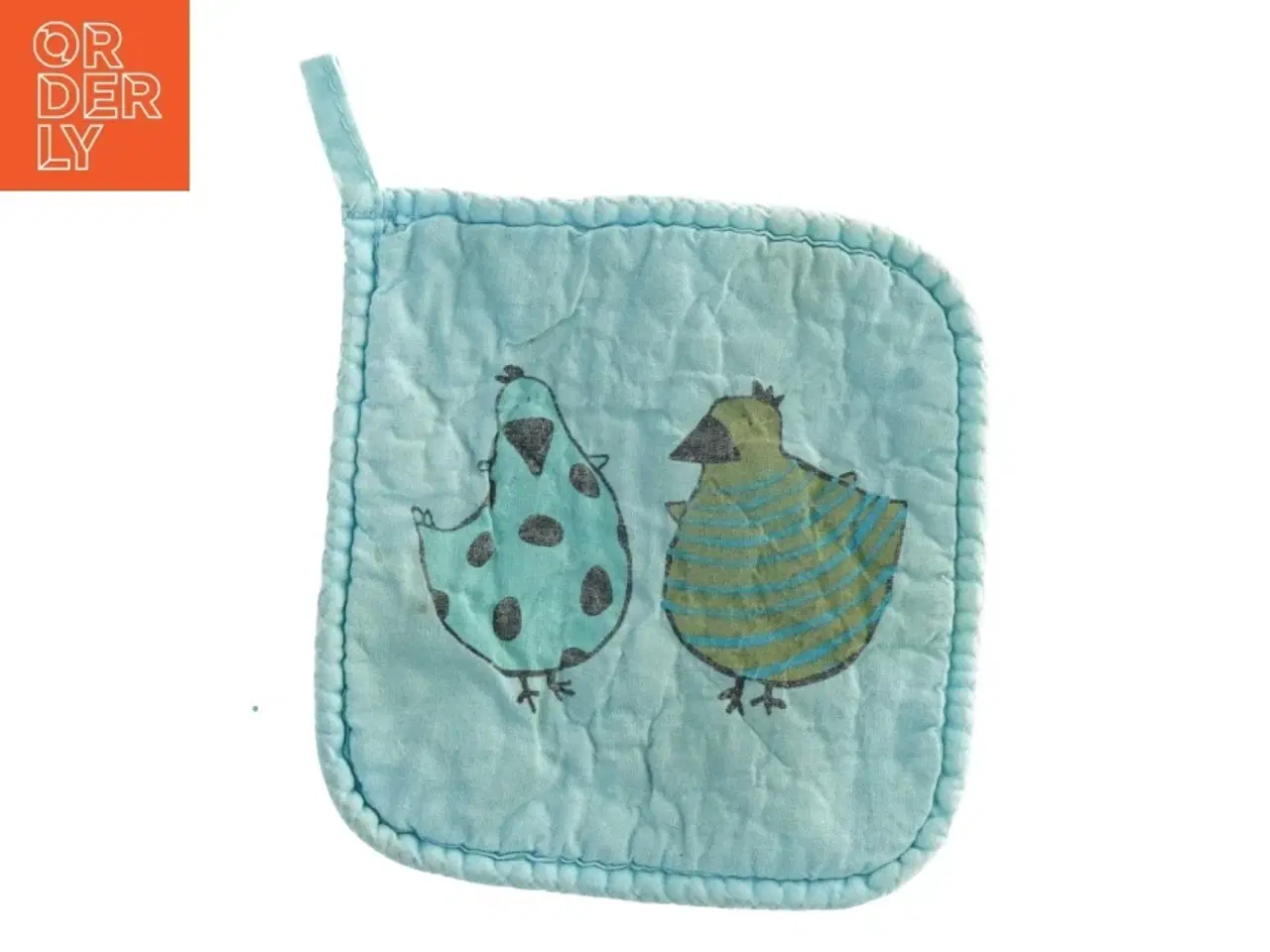 Billede 1 - Quiltet grydelap med fuglemotiv (str. 17x16 cm)