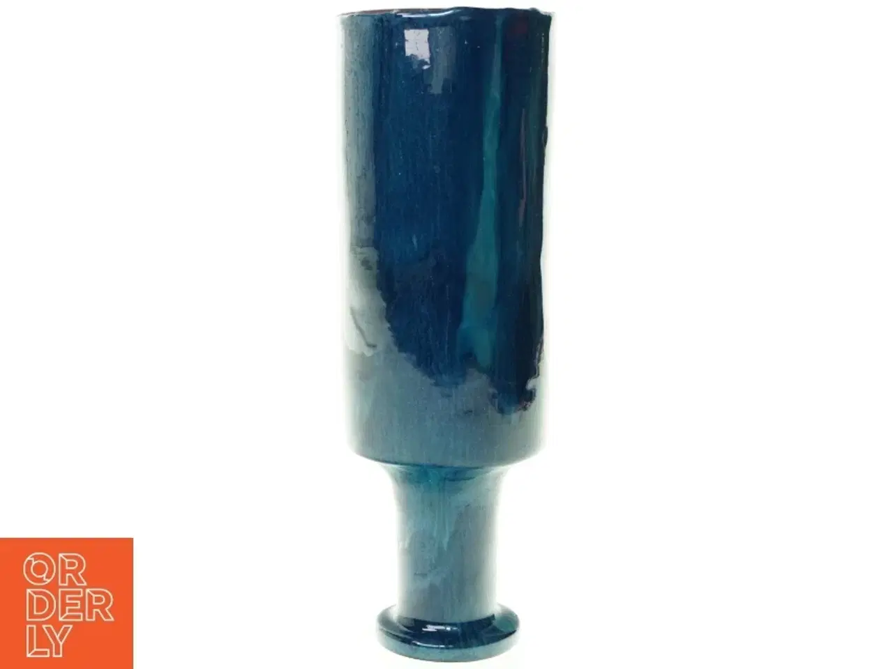 Billede 4 - Blå keramik vase signeret "Ga" (str. 27 x 9 cm)