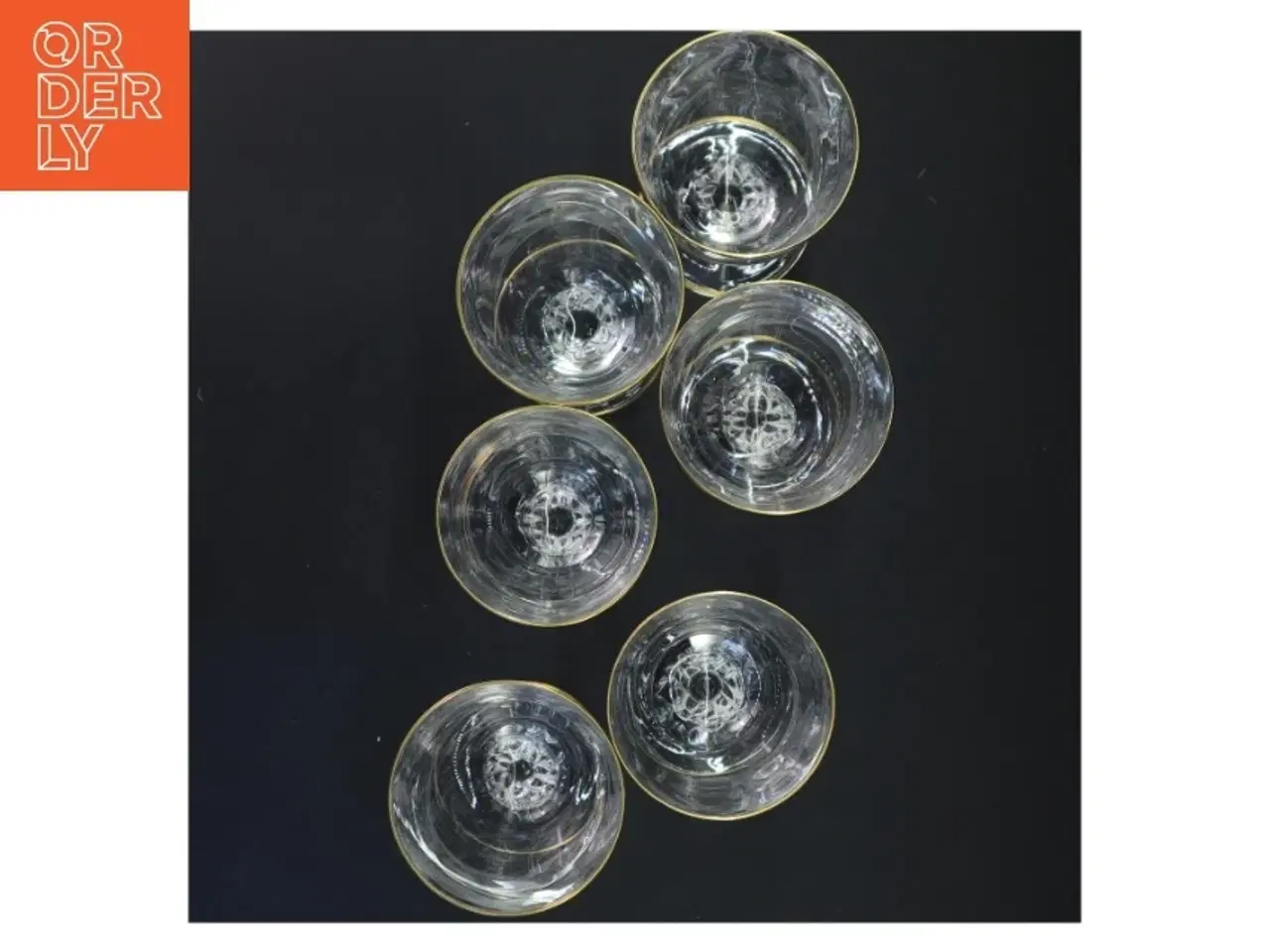 Billede 3 - Sæt med seks glas med guldkant (str. 14x8 cm)
